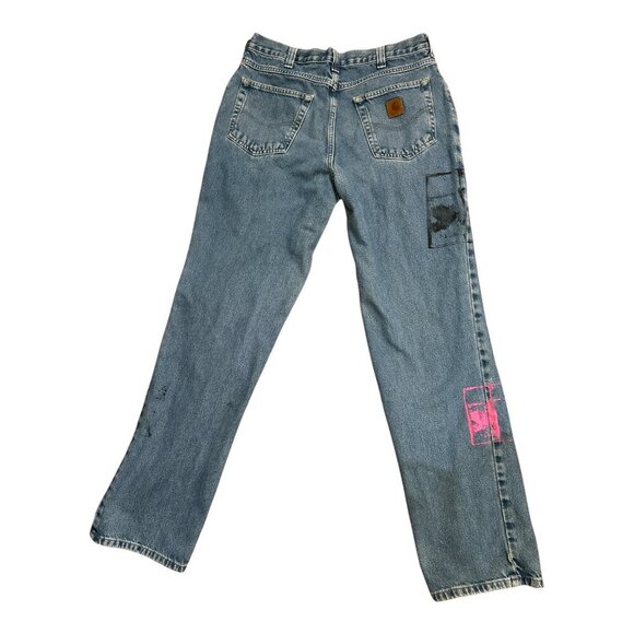 Carhartt Men's Relaxed Fit Denim Straight Jeans Medium Wash Size 32x34 - Picture 2 of 9